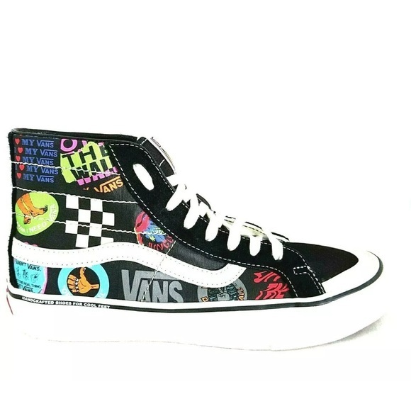 VANS‎ SK8-Hi Black Skulls Checkerboard Floral Multicolor ULTRACUSH Shoes NEW*